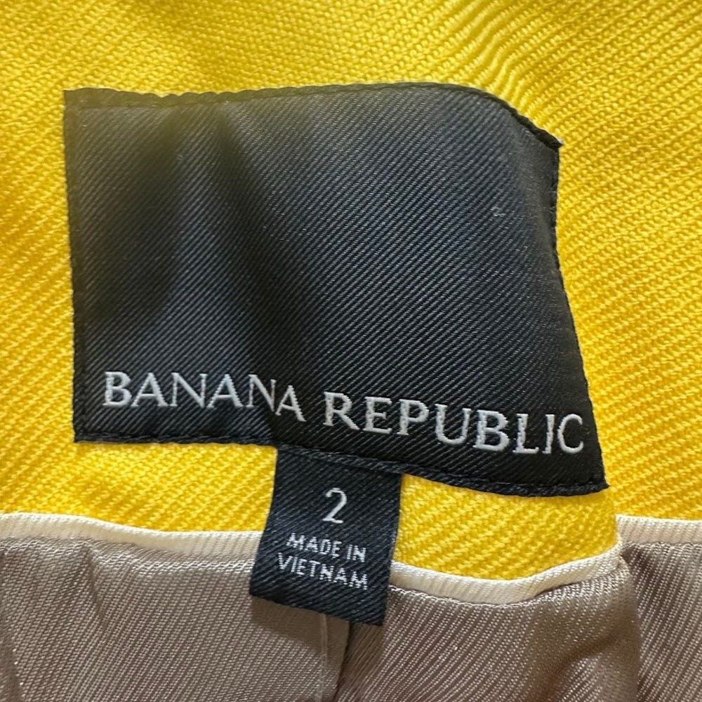 Banana Republic Womens Blazer Size 2 Yellow Single Button Jacket 100% Wool NEW - Picture 7 of 10